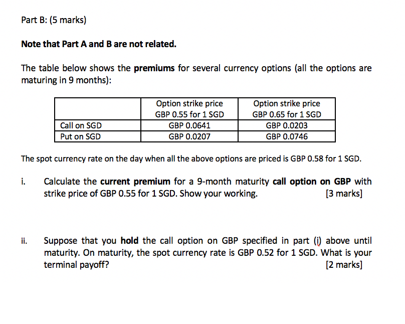 Part B: (5 marks) Note that Part A and B are