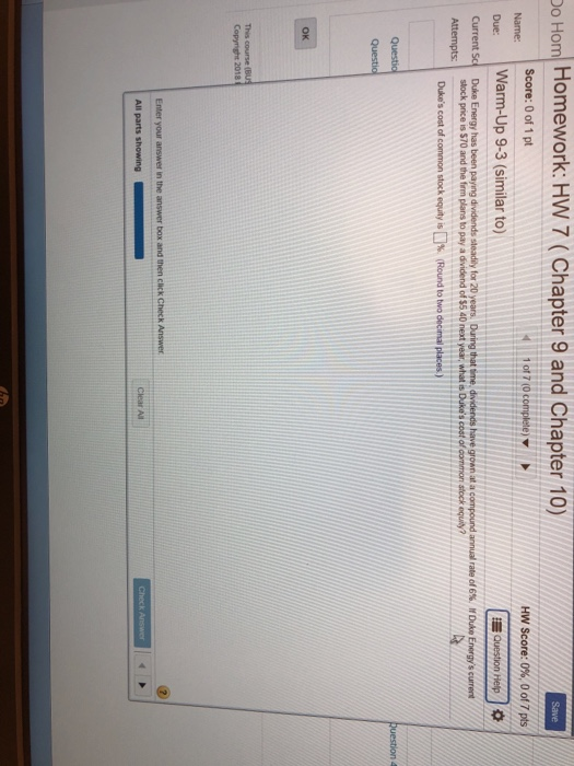  o Hom Homework: HW 7 (Chapter 9 and Chapter 10) Score: