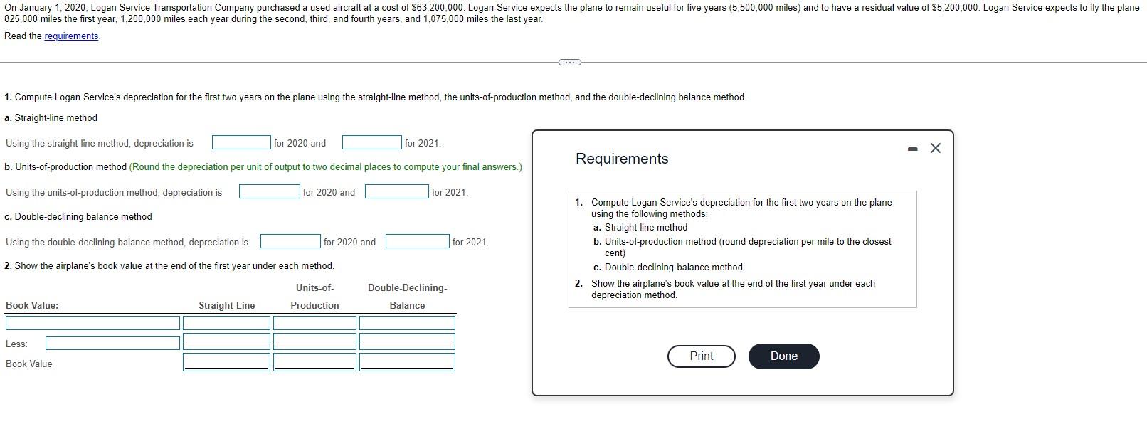 Solve all steps with explanation pls. Requirements 1. Compute Logan Service's depreciation