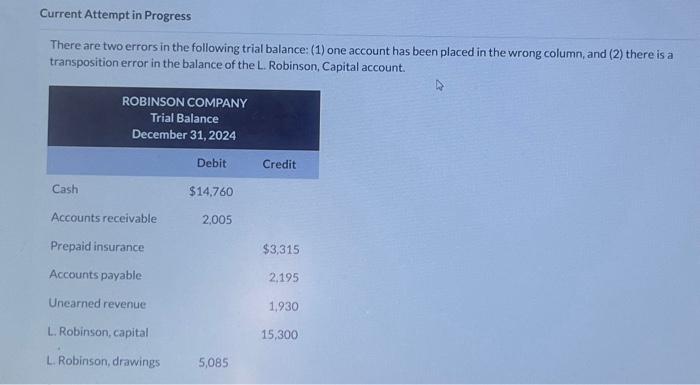  Current Attempt in Progress There are two errors in the following