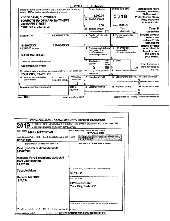 2. Taxable interest 3. Taxable dividends $ 4. Business income or (deductible