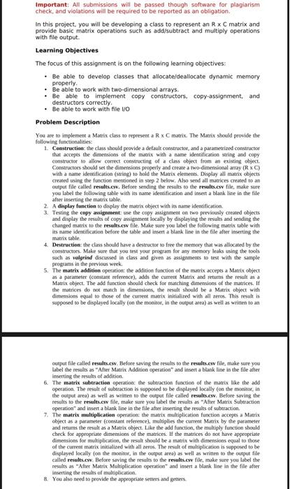  Important: All submissions will be passed though software for plagiarism check,