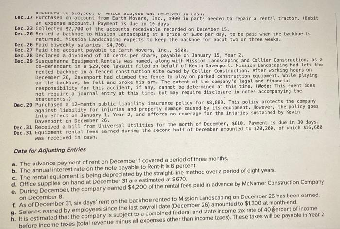 to the questions displayed below.] On December 1, Year 1. John and