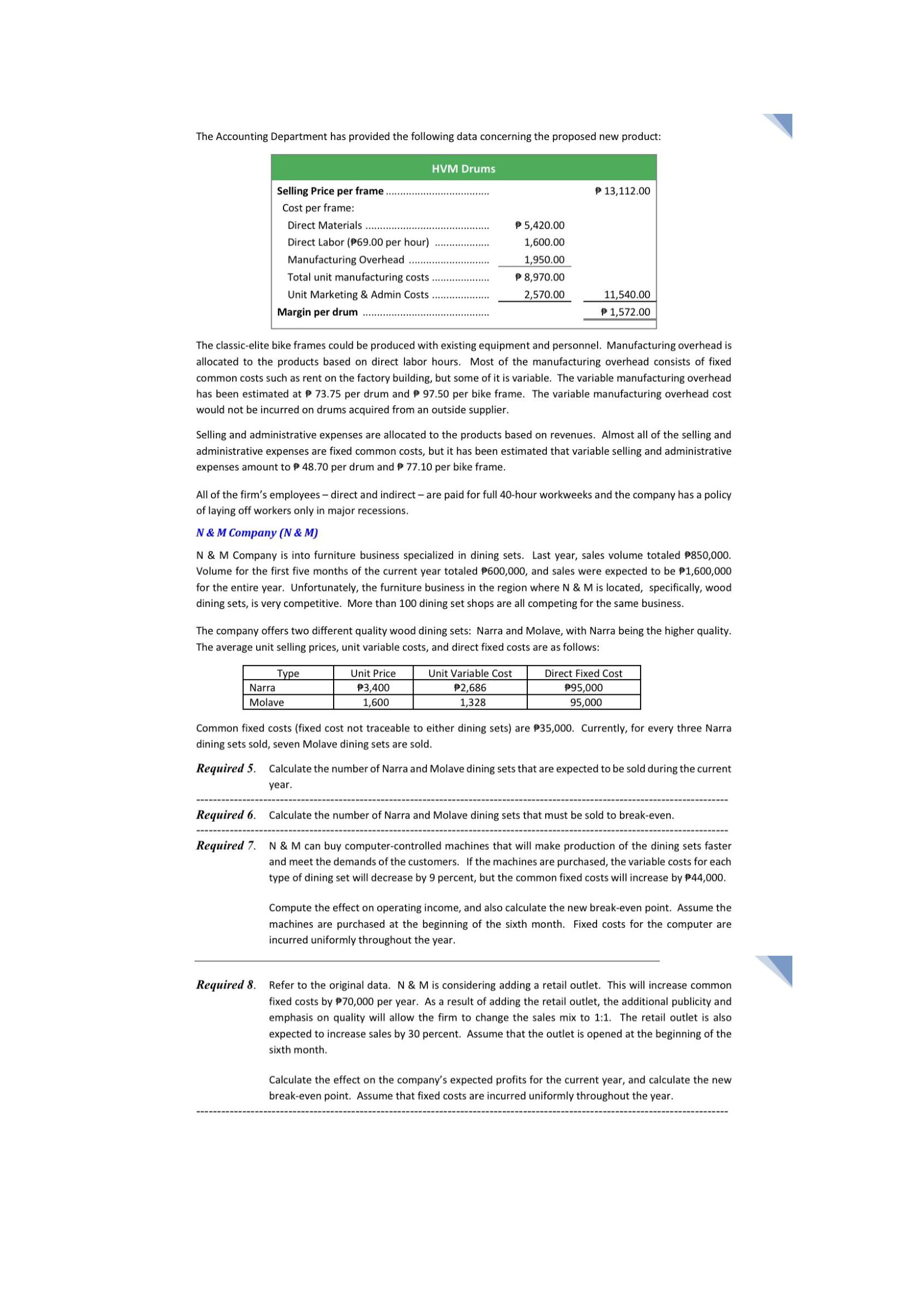  Can you help me answer 5-8?The Accounting Department has provided the