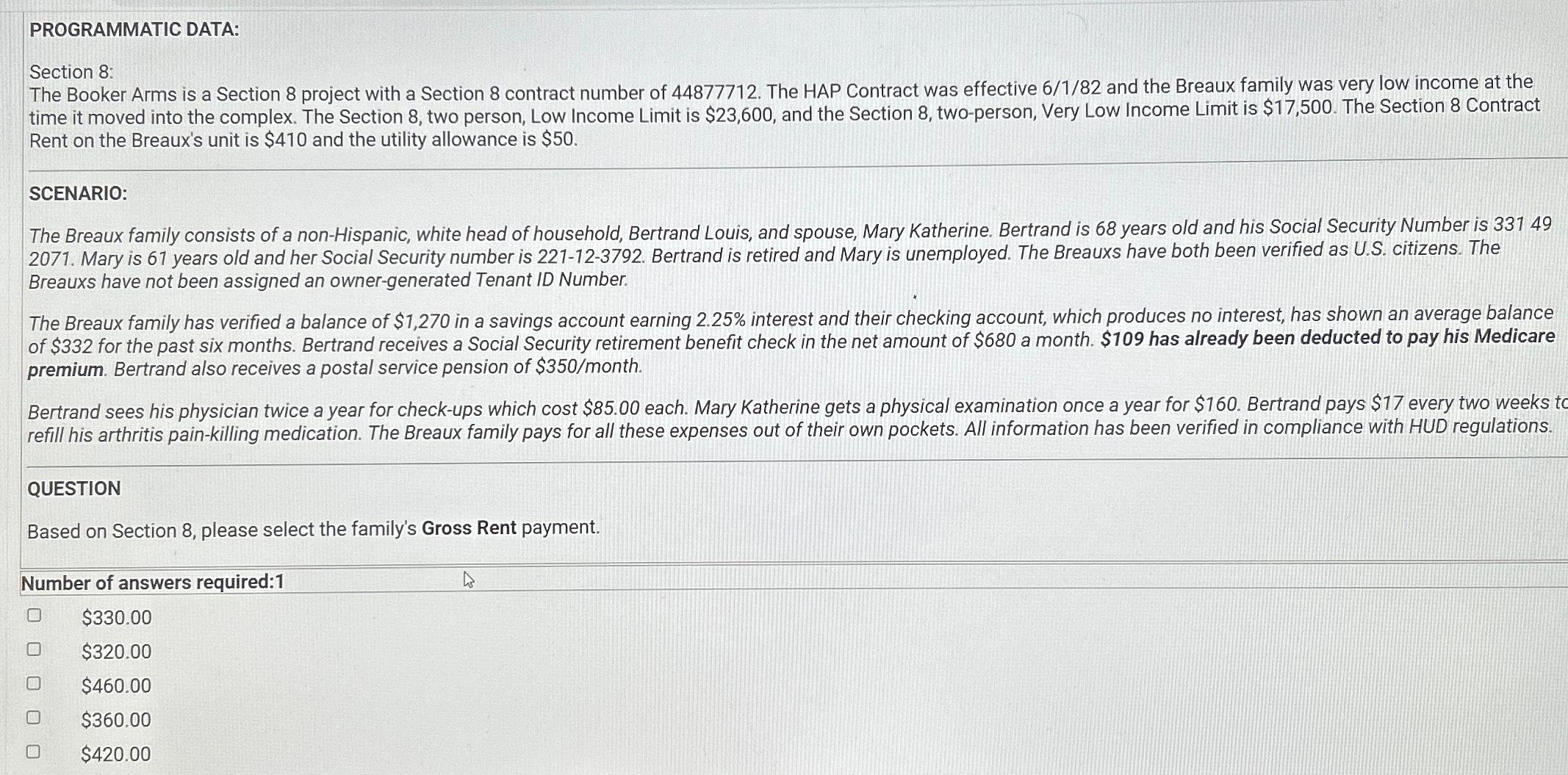  PROGRAMMATIC DATA: Section 8: The Booker Arms is a Section 8