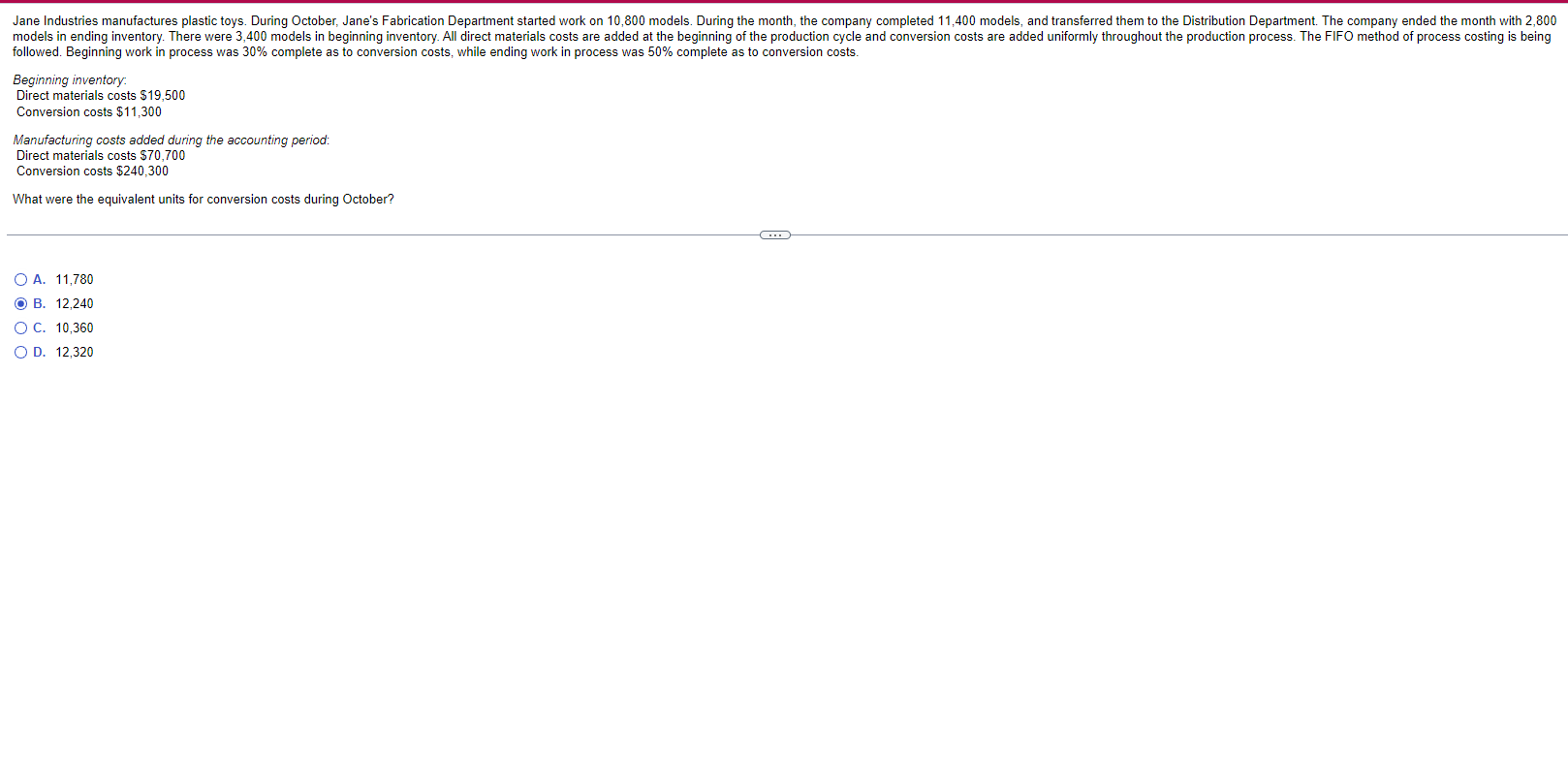 A. $529.39 B. $426.60 C. $556.94 D. $682.58 followed. Beginning work in