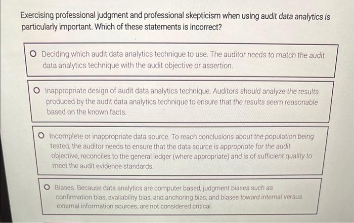  Exercising professional judgment and professional skepticism when using audit data analytics