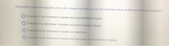 What effect does the adjusting entry for interest earned but yet