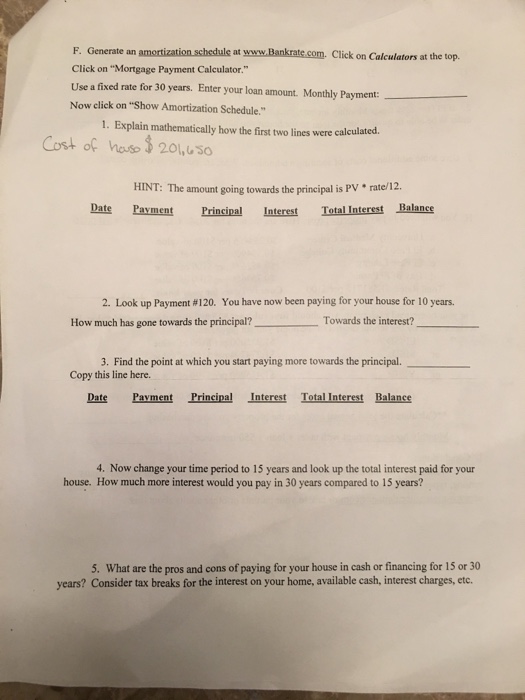Please D. Use this equation to calculate your mortgage payment: PMT PVI/