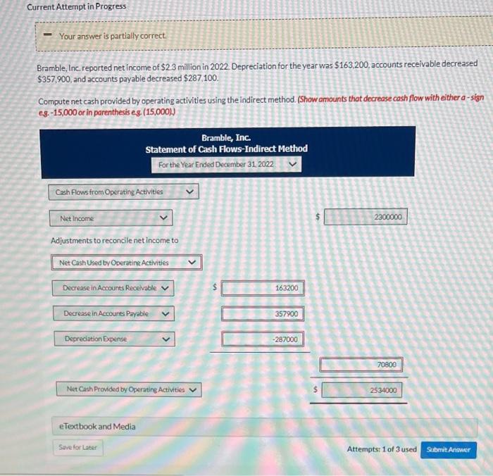  Current Attempt in Progress - Your answer is partially correct Bramble,
