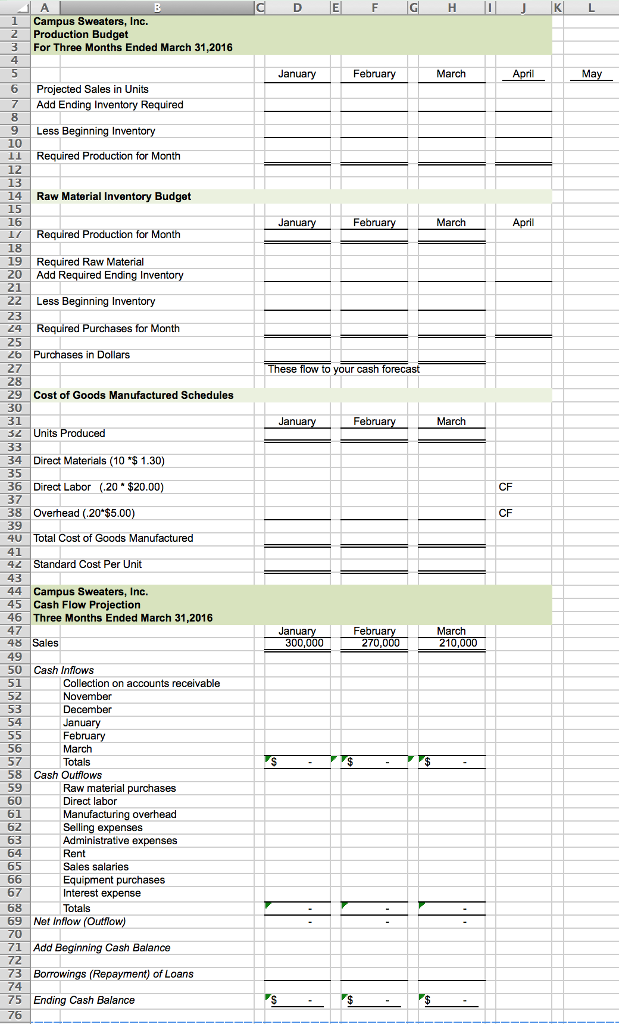For this culminating activity you will create a production budget. Use this