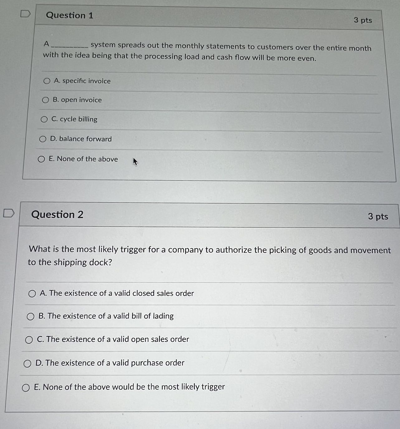  correct answer 1 to 8. Question 3 Which of the following