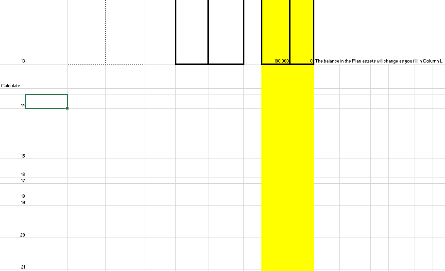 plan assets on hand, measured at their Fair Value. Enter the Opening