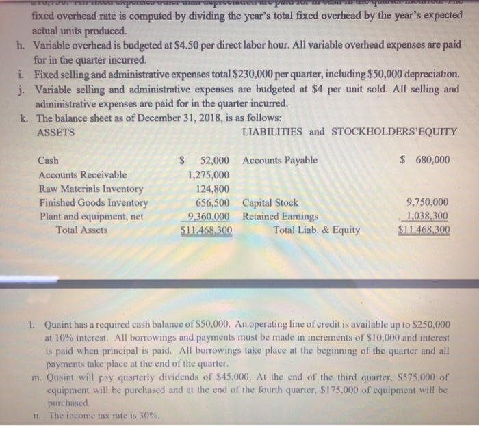 manufacturing costs 73 Reginning finisherlands Cost of Goods Sold Budget Quarter Year