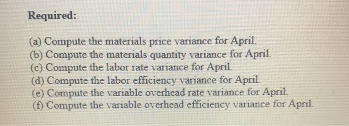 data concerning one of the products in its standard cost system. Variable