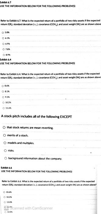  Exhibit 6.7 USE THE INFORMATION BELOW FOR THE FOLLOWING PROBLEMS Refer