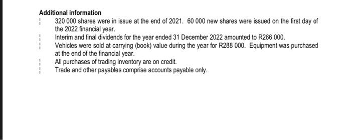 Cash Flow Statement for the year ended 31 December 2022 INFORMATION The