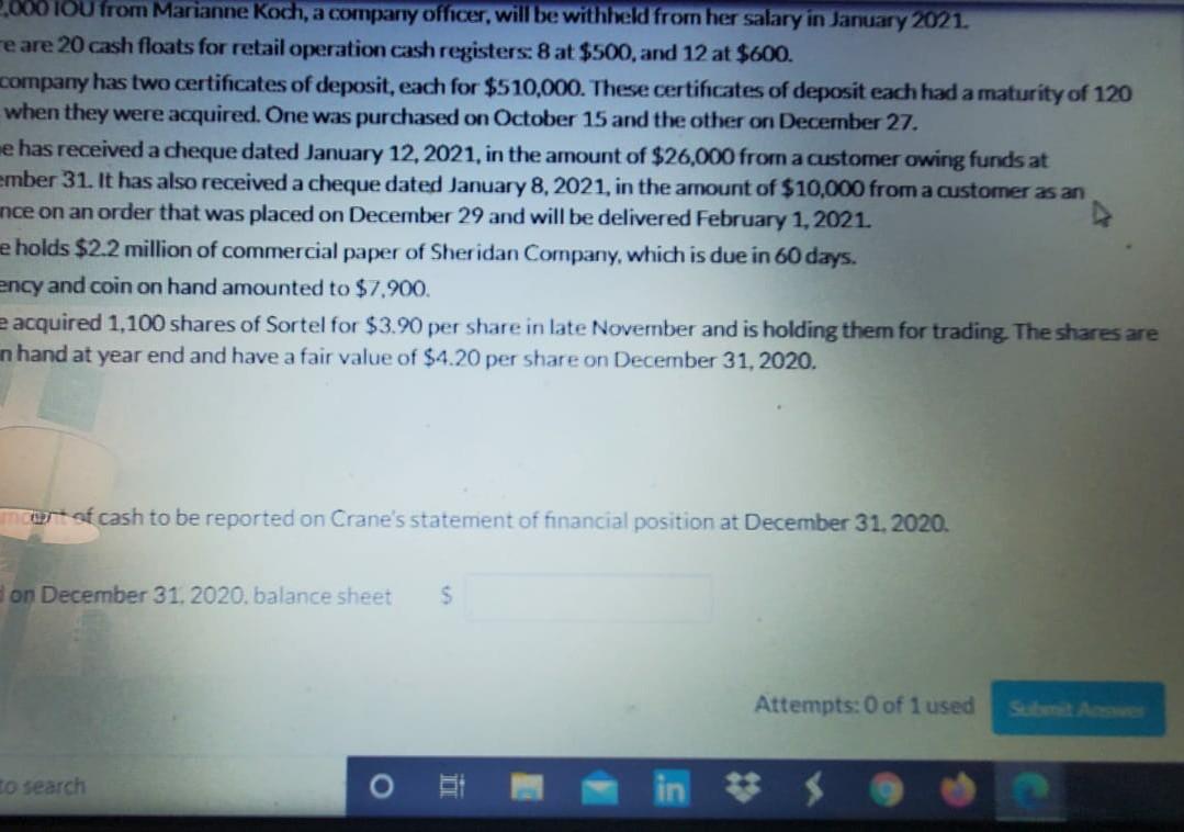 A commercial savings account with $690,000 and a commercial chequing account balance