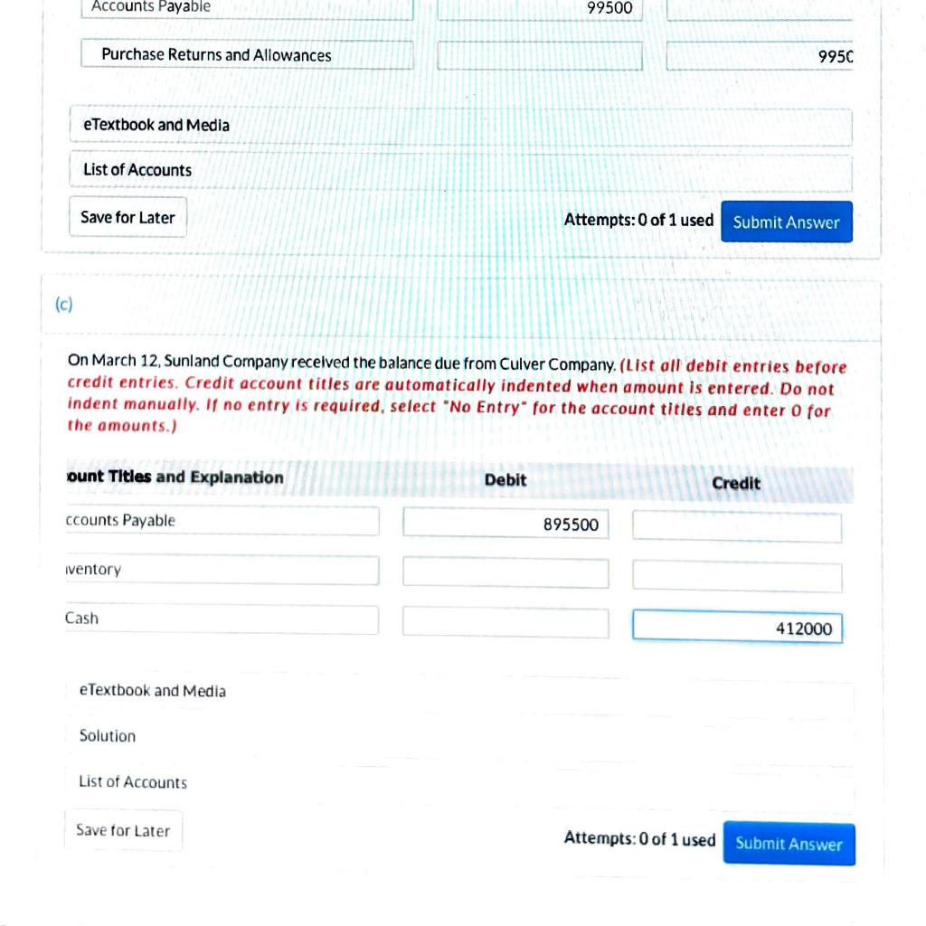 following transactions on Culver Company's books under a perpetual Inventory system (a)