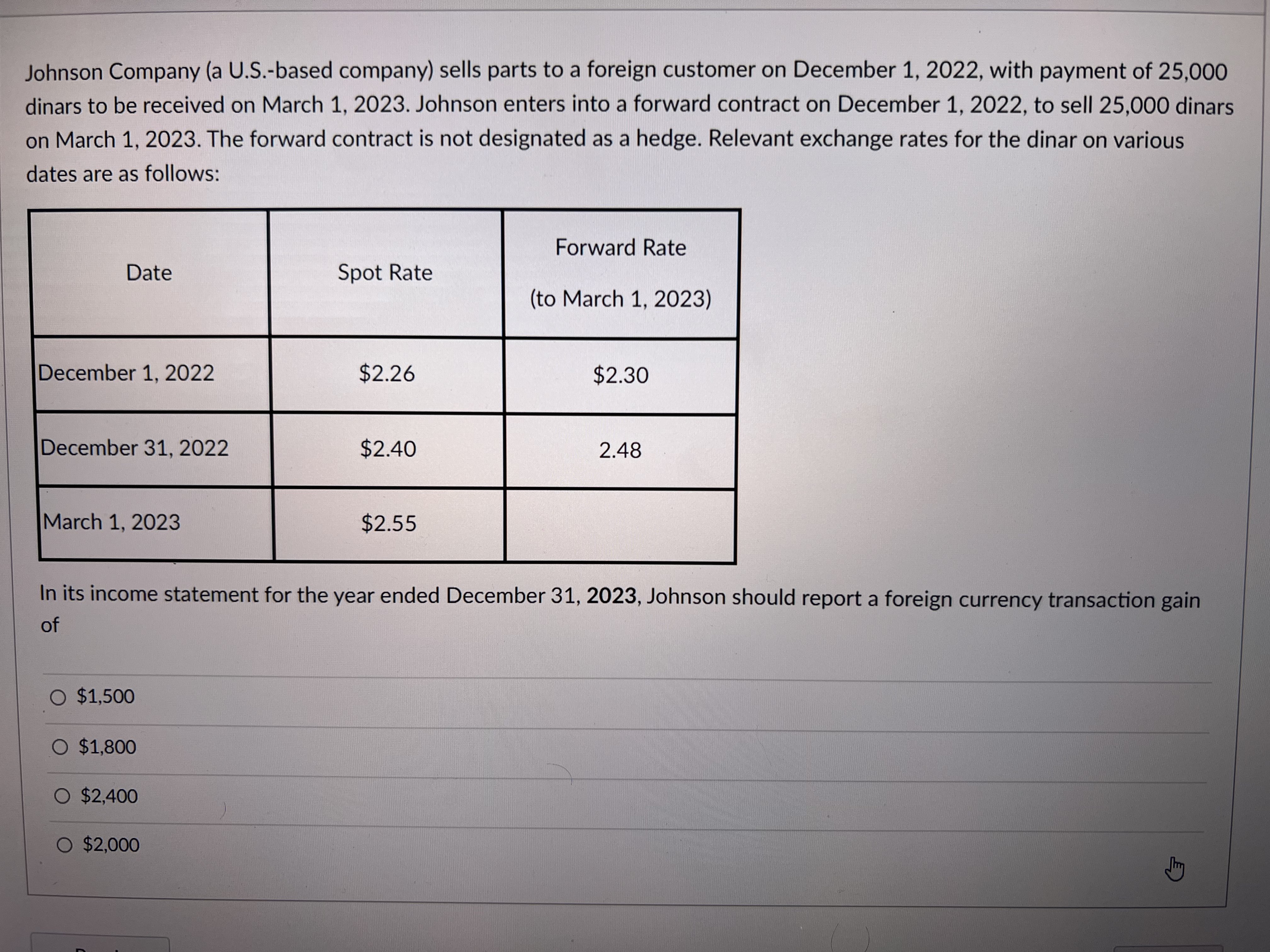  Johnson Company (a U.S.-based company) sells parts to a foreign customer