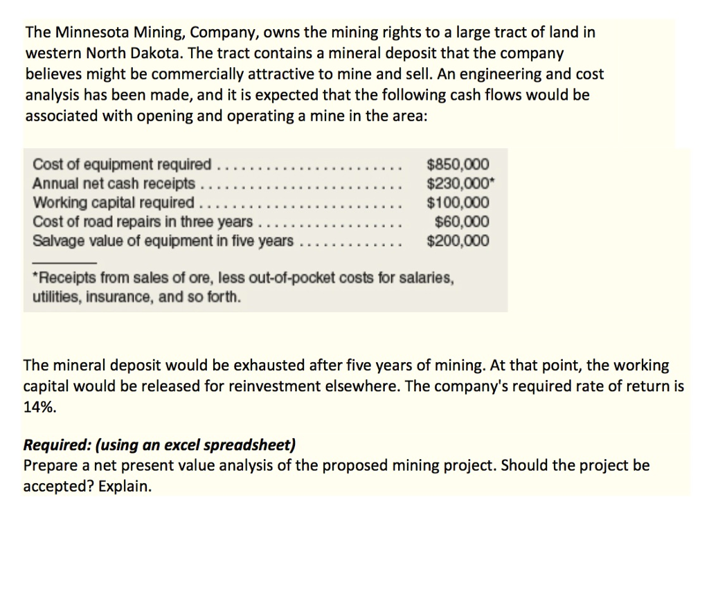 (PLEASE DO IN EXCEL AND SHOW YOUR WORK!!!! Thank you!) The Minnesota