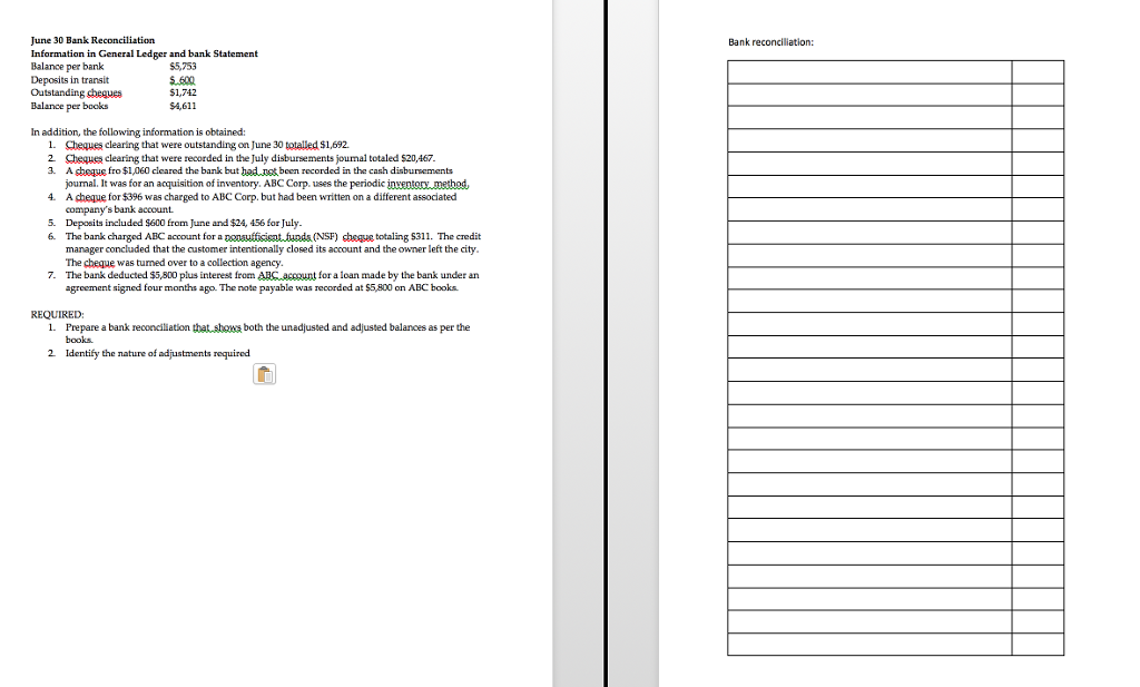 You are auditing general cash or ABC Corp. for the fiscal year