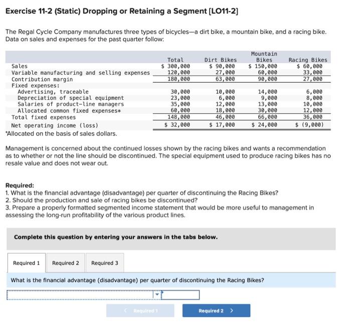 help theres 3 sections Exercise 11-2 (Static) Dropping or Retaining a Segment