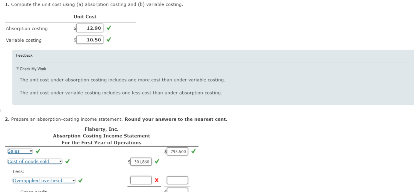 has just completed its first year of operations. The unit costs on