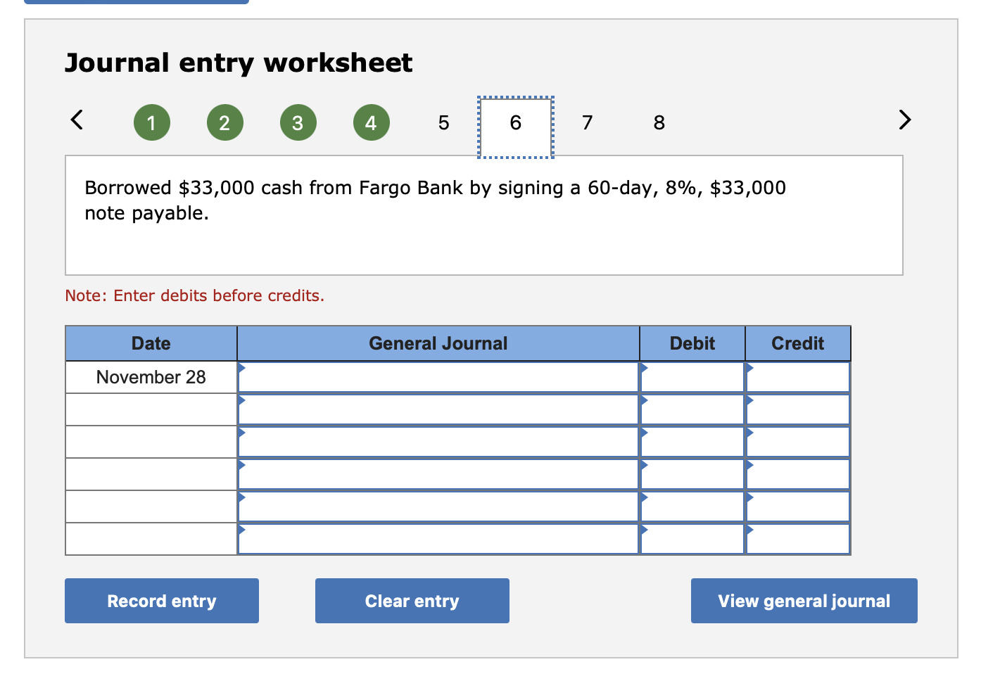 Journal entry worksheet Recorded an adjusting entry for accrued interest on the