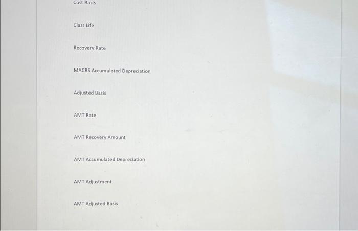 Rate AMT Adjustment AMT Adjusted Basis