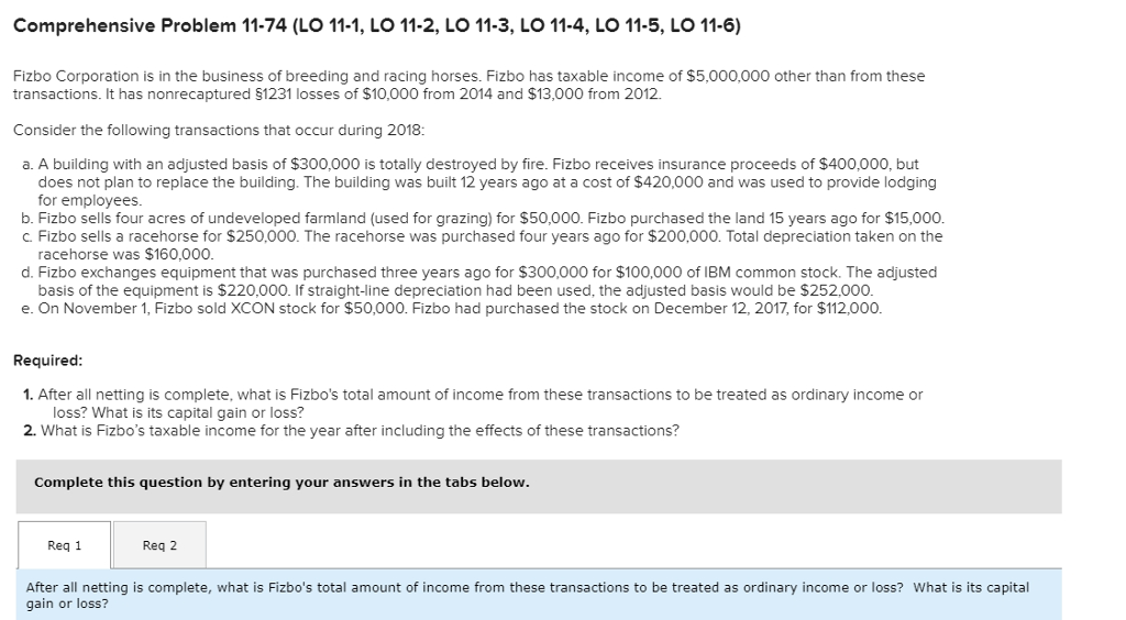 Comprehensive Problem 11-74 (LO 11-1, LO 11-2, LO 11-3, LO 11-4,