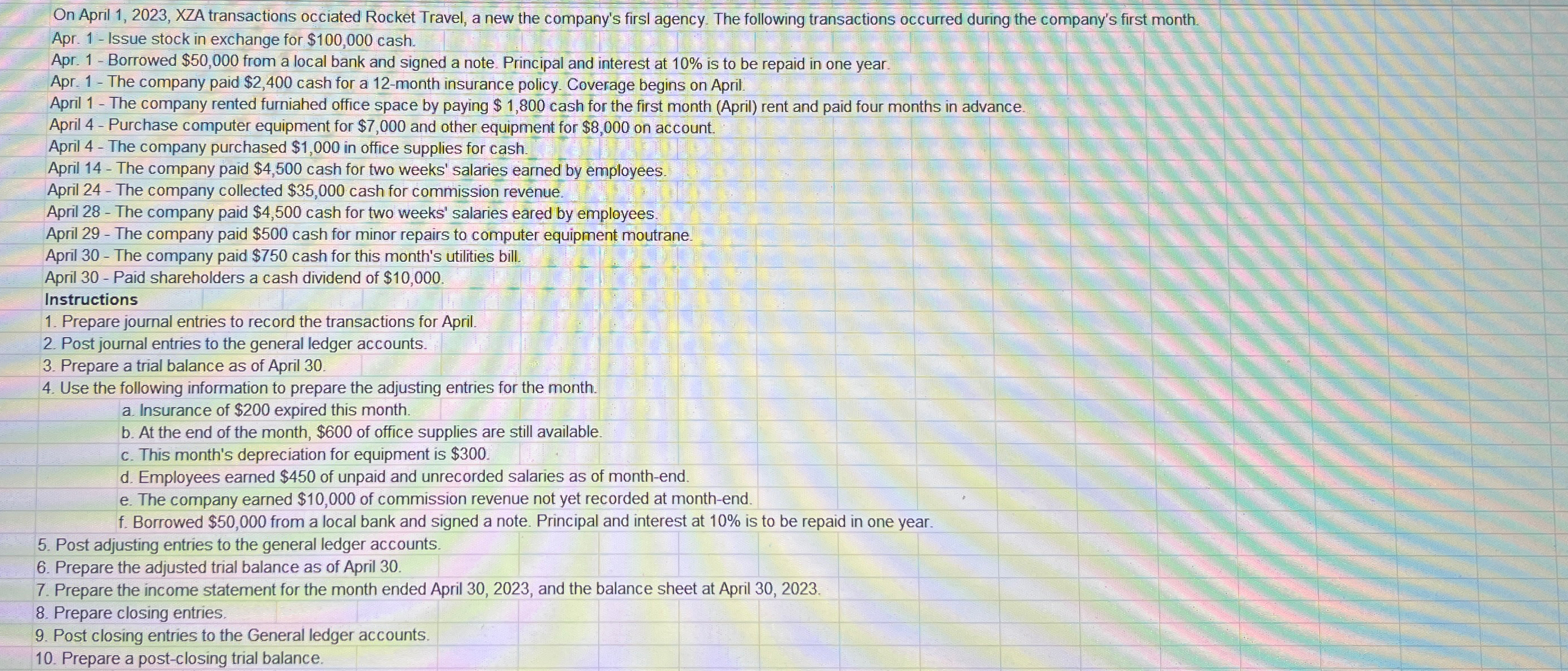  On April 1,2023, XZA transactions occiated Rocket Travel, a new the