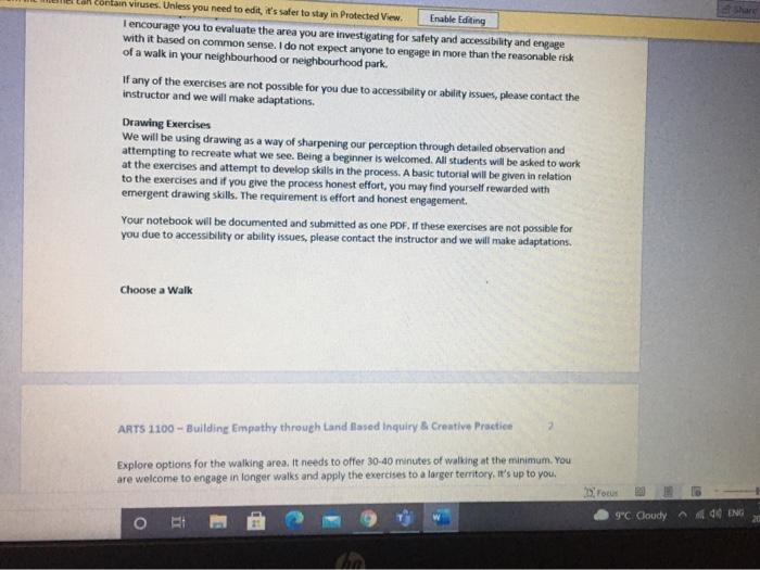 & Sketching We will be engaging in land-based inquiry through an interdisciplinary