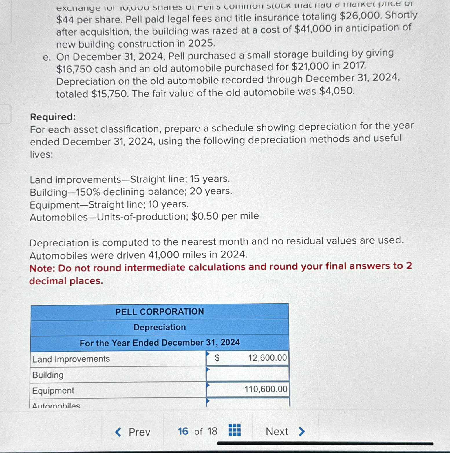  Problem 11-3(Algo) Depreciation methods; partial periods Chapters 10 and 11[LO11-2] The