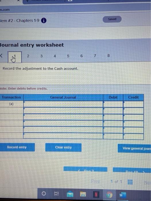  n.com Saved lem #2 - Chapters 1-9 Journal entry worksheet 2