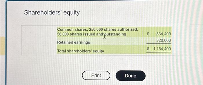 the statement of shareholders' equity on December 31, 2023. (Use parentheses or