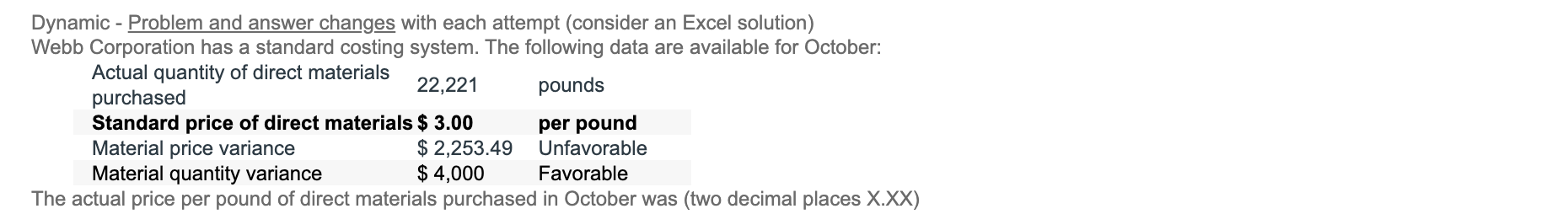 Dynamic - Problem and answer changes with each attempt (consider an