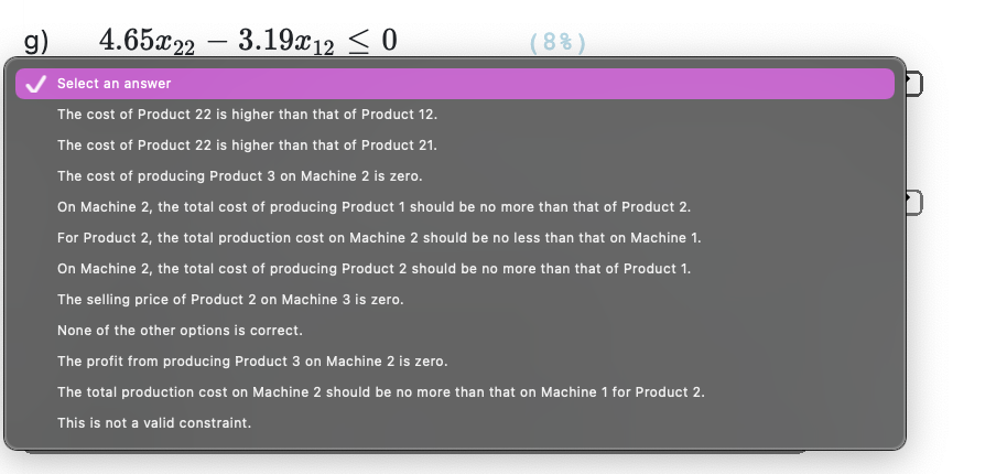 each machine are shown in the following table: Machine 1 $9.74 Product