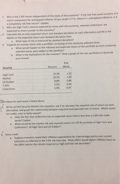 Case 2.1-Risk and Return (20 points) Assume that you recently graduated with