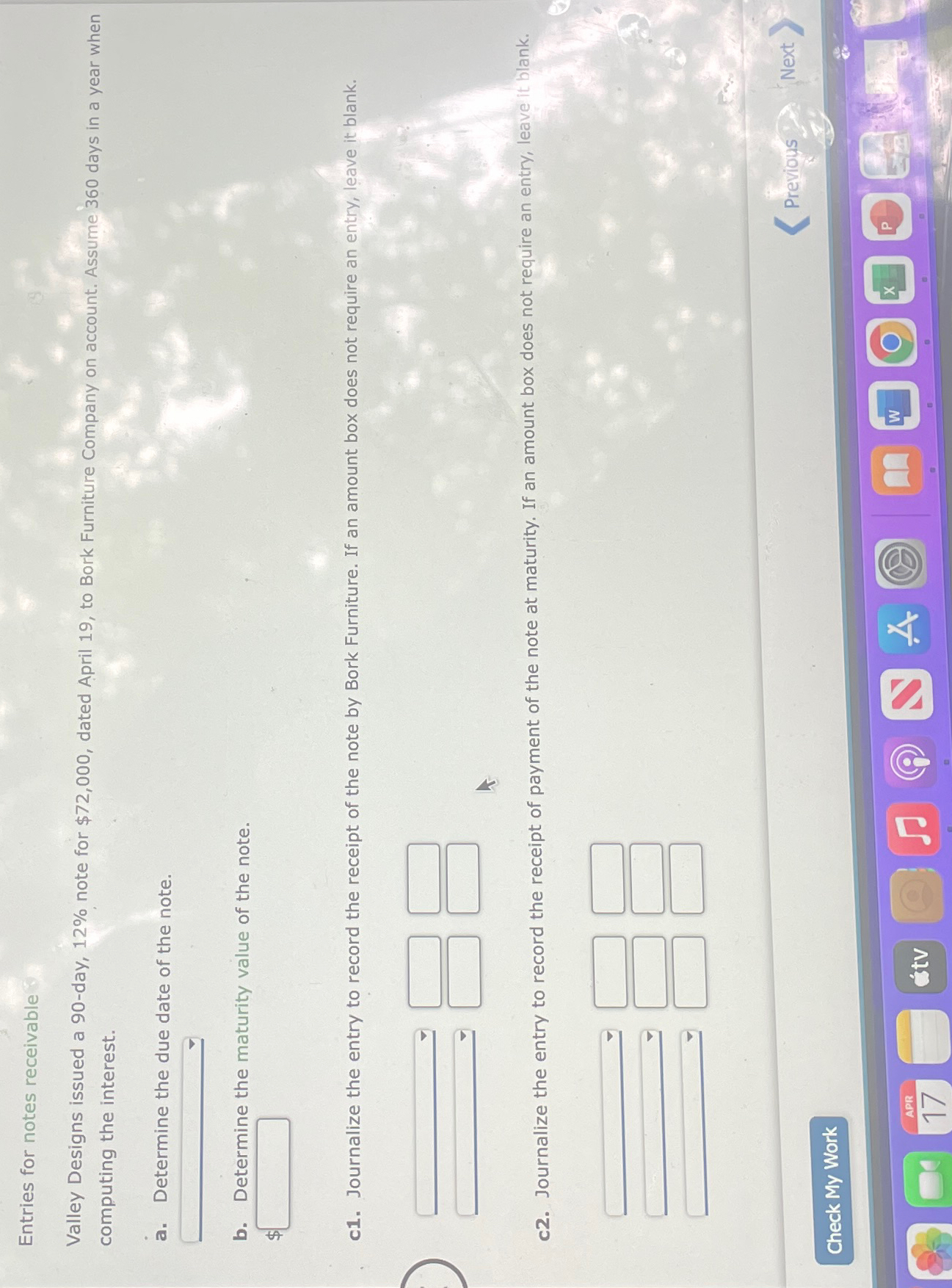  Entries for notes receivable Valley Designs issued a 90-day, 12% note