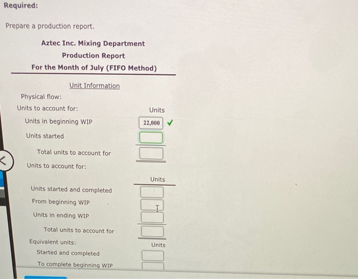 is the first department, and its output is measured in gallons. Aztec