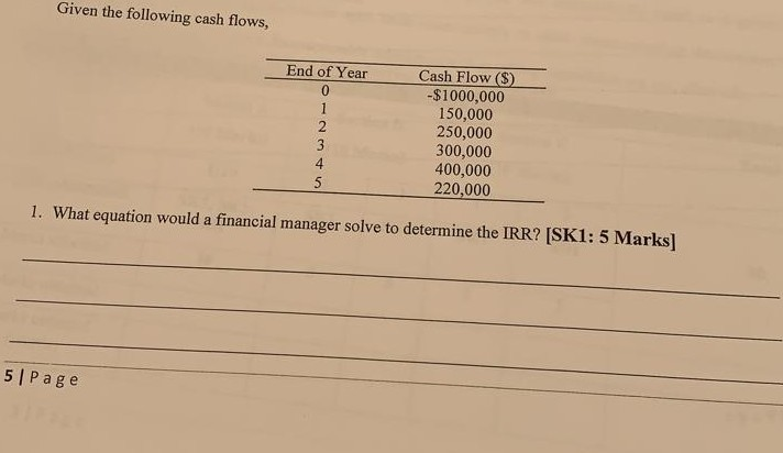 What is the payback period on each of the following projects? ach