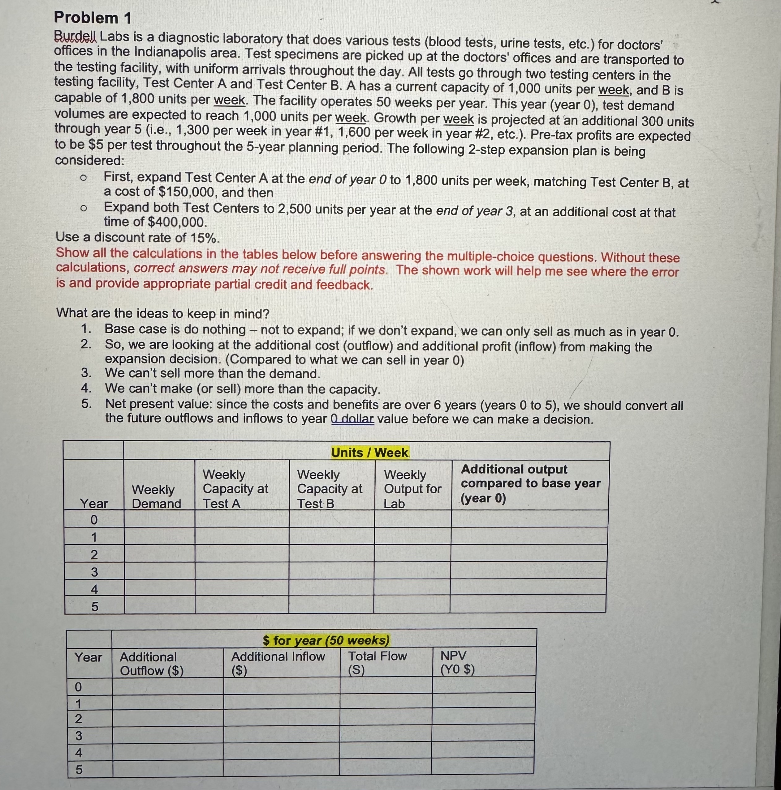 Problem 1 Labs is a diagnostic laboratory that does various tests (blood