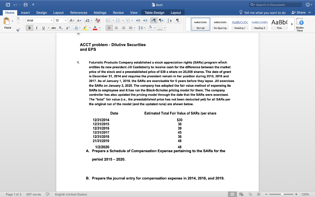Q- Search in Document Acct Table Design Layout Home Review View