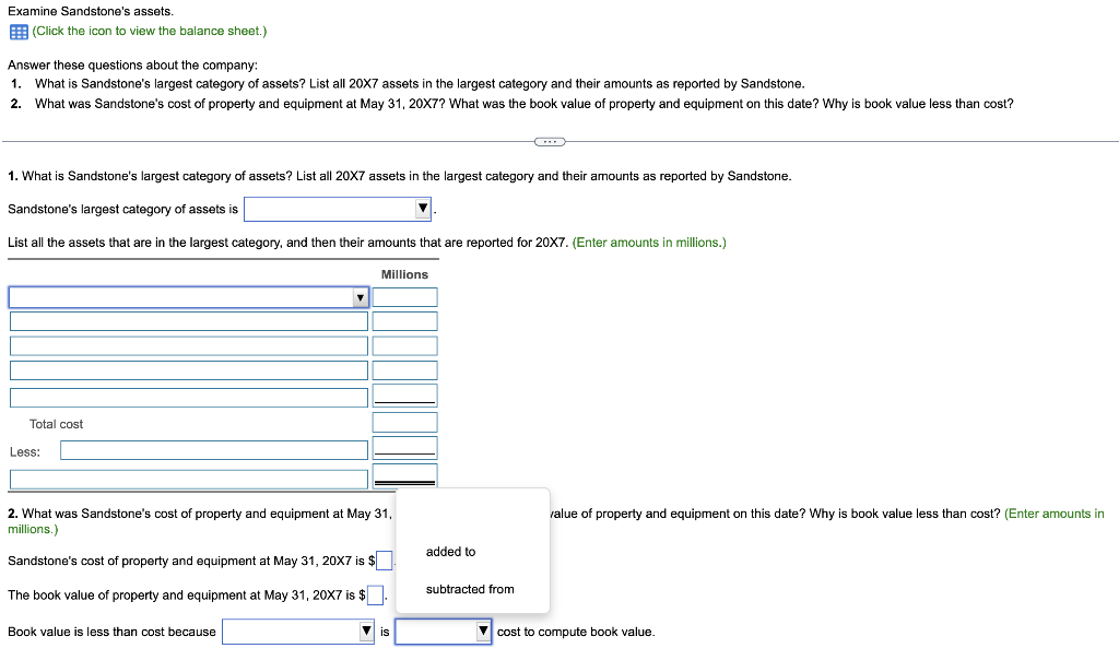 assets? List all 207 assets in the largest category and their amounts