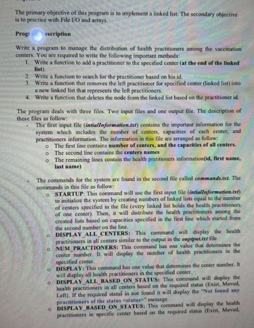  The primary objective of this program is to implement a linked