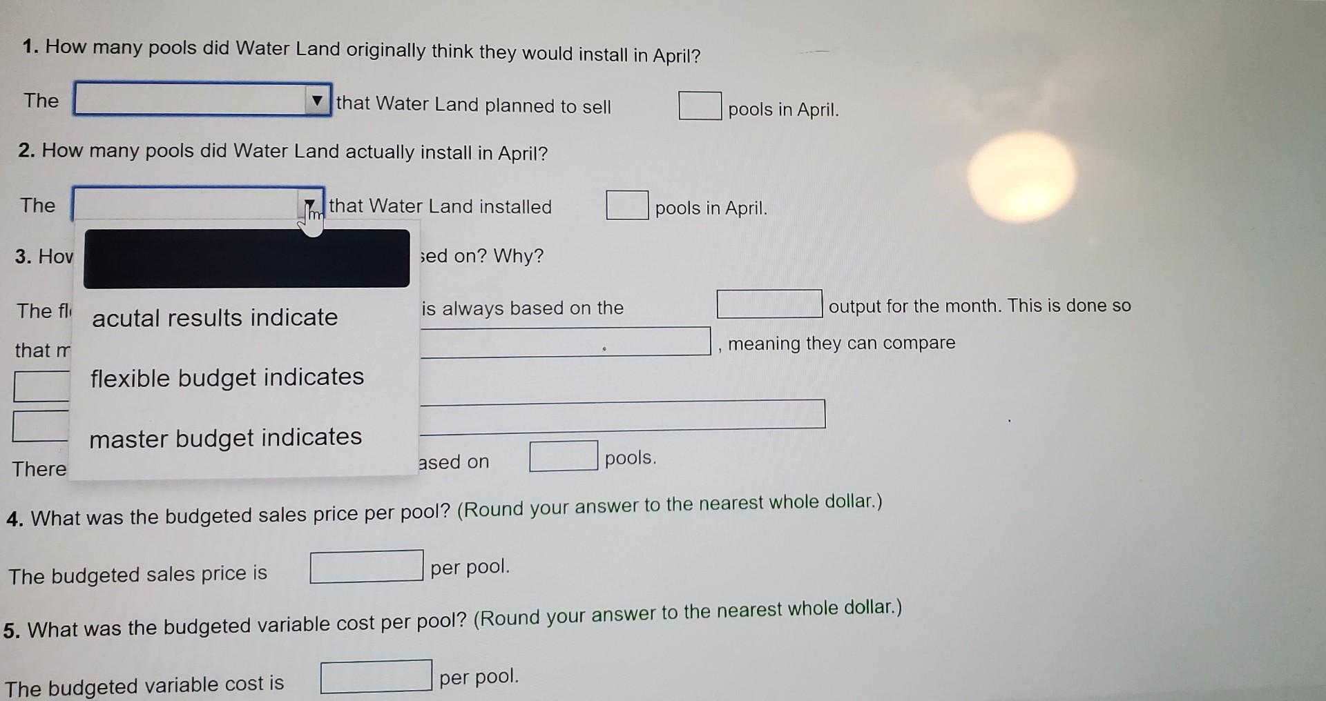 i can only answer one question" 1. How many pools did Water