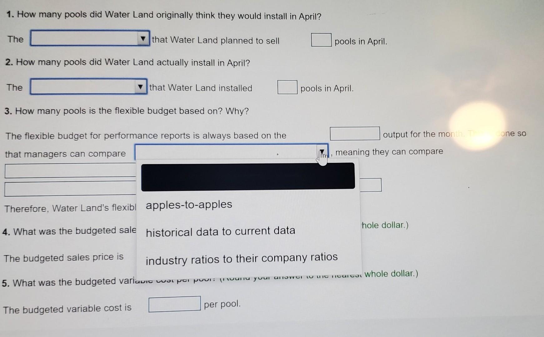 planned to sell pools in April. 2. Hor install in April? The