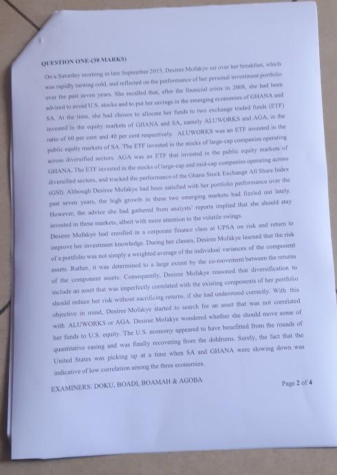 it's 1 question on different pages please consider. QUESTION ONE-MARKS On