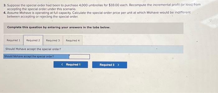 profit (or loss) from accepting the special order under this scenario. 4.